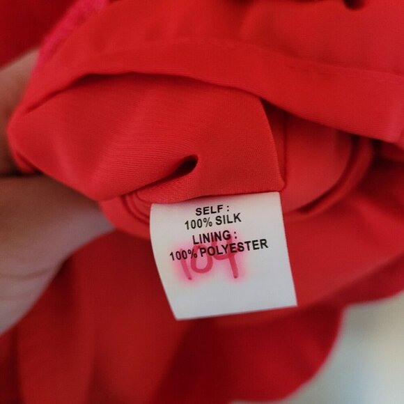 Phoebe Couture 100% Silk Red Orange Dress Size 2 Lined Lightweight Zipper Nwt - Picture 4 of 7